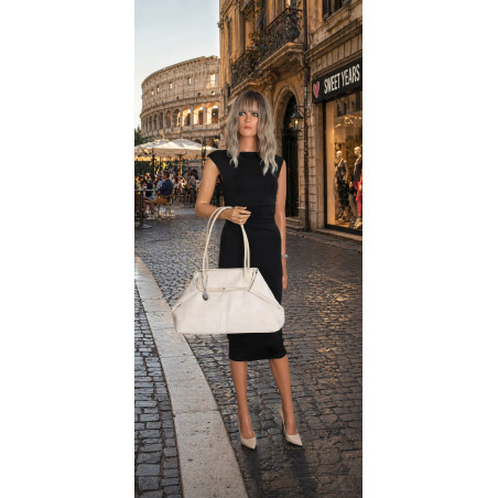 Torebka damska zamszowa shopper 2w1 elegancka lekka torba OS116 Beżowa