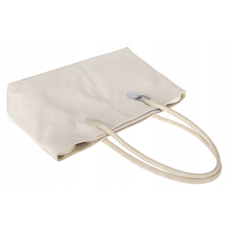 Torebka damska zamszowa shopper 2w1 elegancka lekka torba OS116 Beżowa
