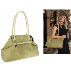 Torebka damska zamszowa shopper 2w1 elegancka lekka torba OS116 Zielona