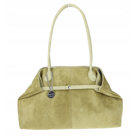 Torebka damska zamszowa shopper 2w1 elegancka lekka torba OS116 Zielona