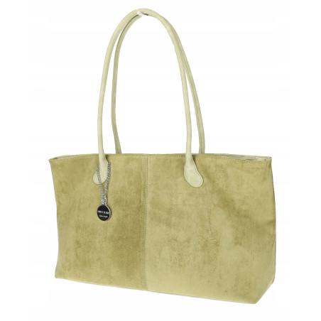 Torebka damska zamszowa shopper 2w1 elegancka lekka torba OS116 Zielona