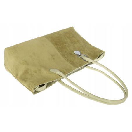 Torebka damska zamszowa shopper 2w1 elegancka lekka torba OS116 Zielona