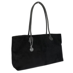 Torebka damska zamszowa shopper 2w1 elegancka lekka torba OS116 Czarna