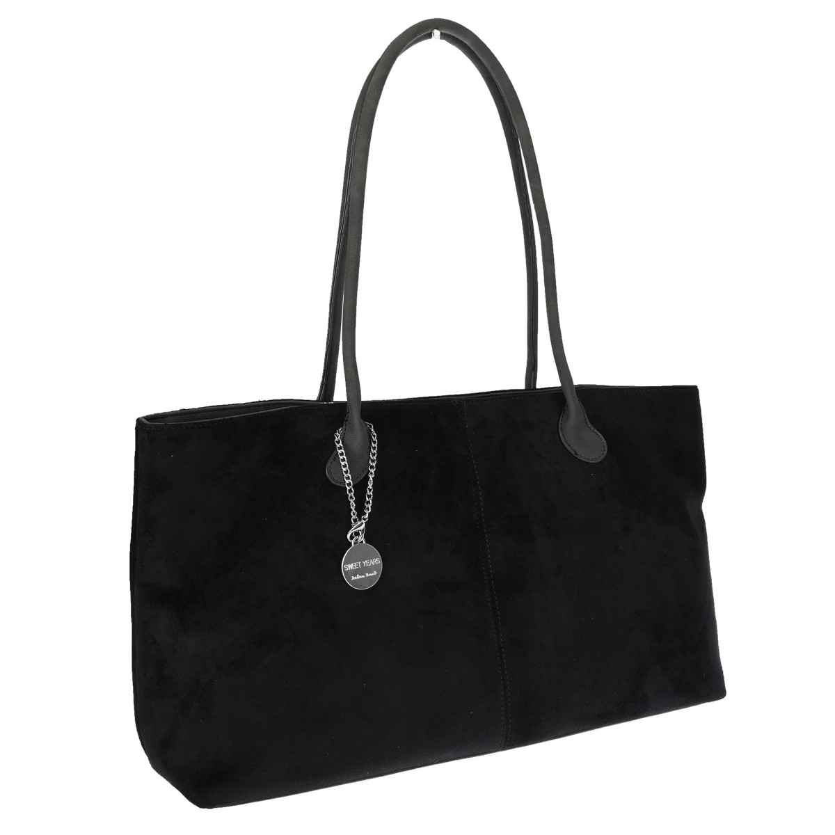 Torebka damska zamszowa shopper 2w1 elegancka lekka torba OS116 Czarna