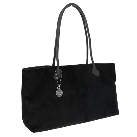 Torebka damska zamszowa shopper 2w1 elegancka lekka torba OS116 Czarna