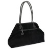 Torebka damska zamszowa shopper 2w1 elegancka lekka torba OS116 Czarna