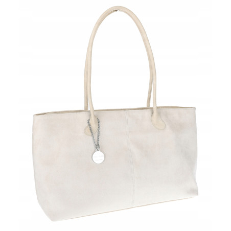 Torebka damska zamszowa shopper 2w1 elegancka lekka torba OS116 Beżowa
