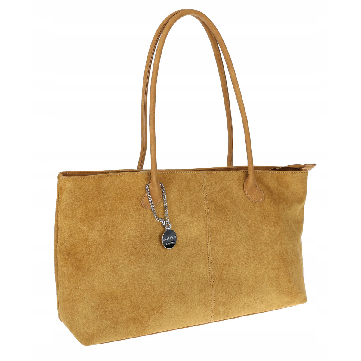 Torebka damska zamszowa shopper 2w1 elegancka lekka torba OS116 Żółta