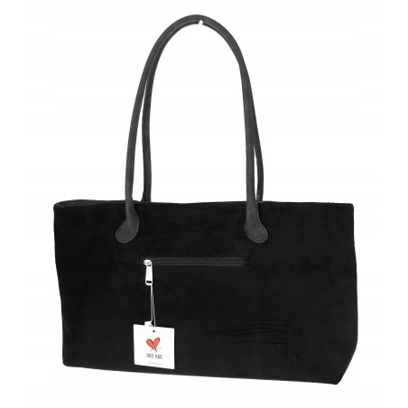 Torebka damska zamszowa shopper 2w1 elegancka lekka torba OS116 Czarna
