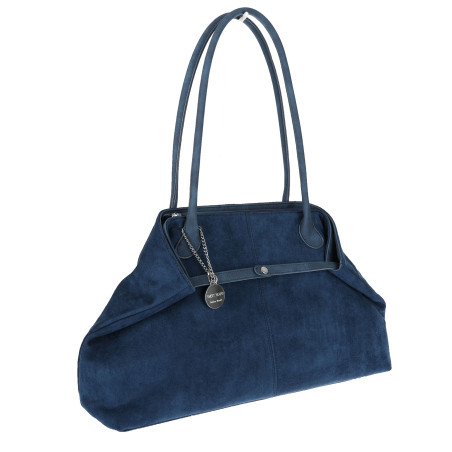 Torebka damska zamszowa shopper 2w1 elegancka lekka torba OS116 Granatowa