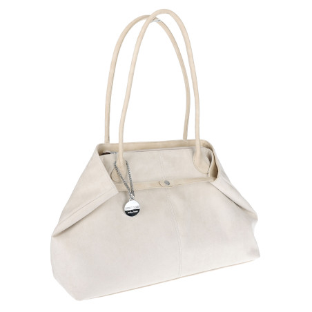 Torebka damska zamszowa shopper 2w1 elegancka lekka torba OS116 Beżowa