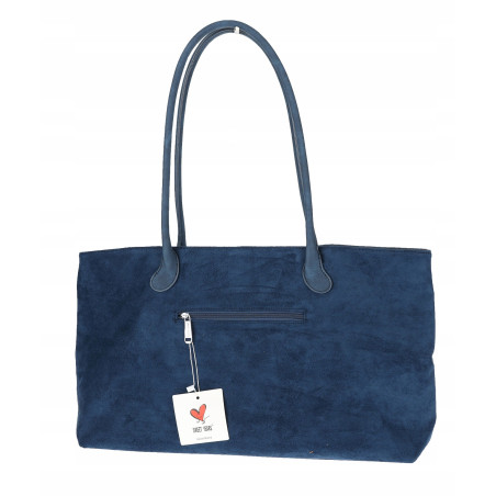 Torebka damska zamszowa shopper 2w1 elegancka lekka torba OS116 Granatowa