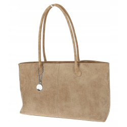 Torebka damska zamszowa shopper 2w1 elegancka lekka torba OS116 Beżowa
