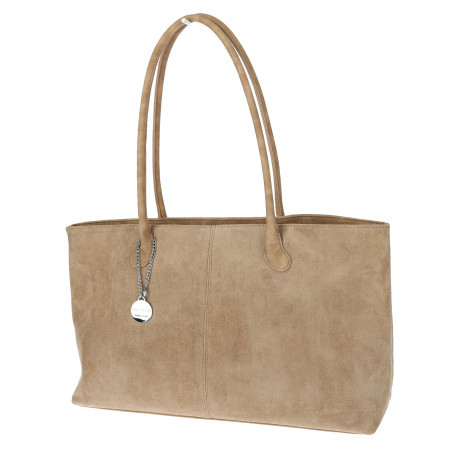 Torebka damska zamszowa shopper 2w1 elegancka lekka torba OS116 Beżowa