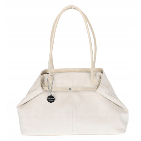 Torebka damska zamszowa shopper 2w1 elegancka lekka torba OS116 Beżowa
