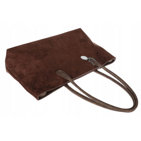 Torebka damska zamszowa shopper 2w1 elegancka lekka torba OS116 Czekoladowa