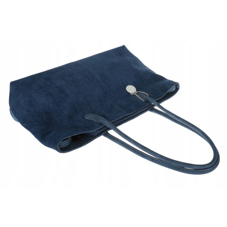 Torebka damska zamszowa shopper 2w1 elegancka lekka torba OS116 Granatowa
