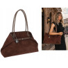Torebka damska zamszowa shopper 2w1 elegancka lekka torba OS116 Czekoladowa