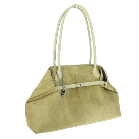 Torebka damska zamszowa shopper 2w1 elegancka lekka torba OS116 Zielona