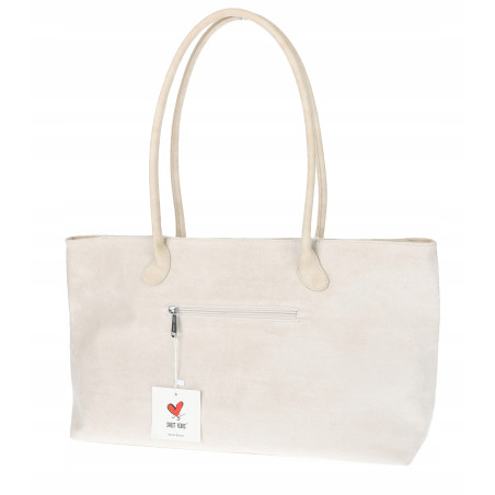 Torebka damska zamszowa shopper 2w1 elegancka lekka torba OS116 Beżowa