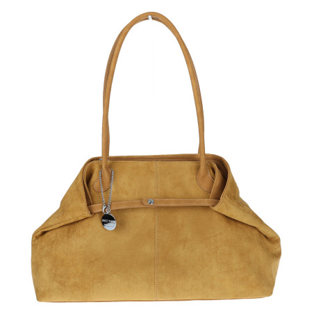 Torebka damska zamszowa shopper 2w1 elegancka lekka torba OS116 Żółta