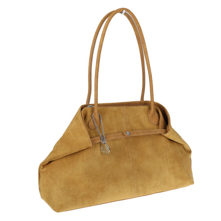 Torebka damska zamszowa shopper 2w1 elegancka lekka torba OS116 Żółta