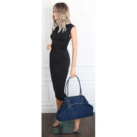 Torebka damska zamszowa shopper 2w1 elegancka lekka torba OS116 Granatowa