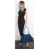 Torebka damska zamszowa shopper 2w1 elegancka lekka torba OS116 Granatowa