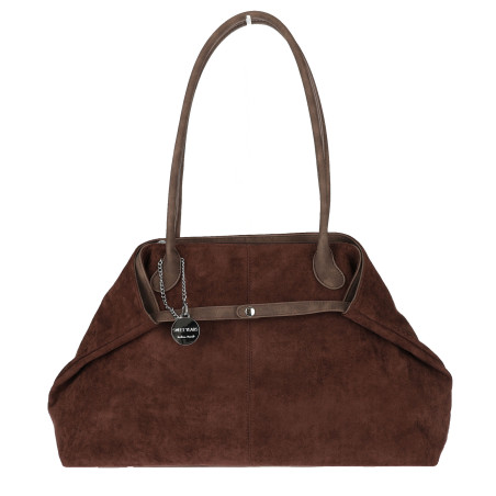 Torebka damska zamszowa shopper 2w1 elegancka lekka torba OS116 Czekoladowa