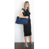 Torebka damska zamszowa shopper 2w1 elegancka lekka torba OS116 Granatowa