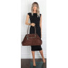 Torebka damska zamszowa shopper 2w1 elegancka lekka torba OS116 Czekoladowa
