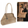 Torebka damska zamszowa shopper 2w1 elegancka lekka torba OS116 Beżowa