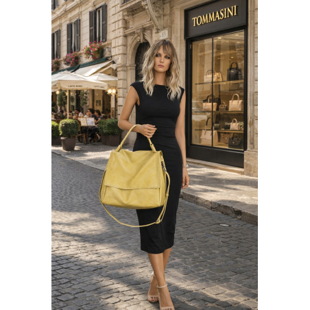 Torebka damska shopper worek listonoszka pojemna torba na ramię 3217 Żółta