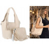 Torebka damska shopper worek zamsz elegancka lekka modna torba 1789 Beżowa