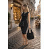 Torebka damska shopper worek zamsz elegancka lekka modna torba 1789 Czarna