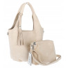 Torebka damska shopper worek zamsz elegancka lekka modna torba 1789 Beżowa
