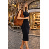 Torebka damska shopper worek zamsz elegancka lekka modna torba 1789 Brązowa