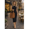 Torebka damska shopper worek zamsz elegancka lekka modna torba 1789 Brązowa