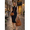 Torebka damska shopper worek zamsz elegancka lekka modna torba 1789 Brązowa