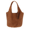 Torebka damska shopper worek zamsz elegancka lekka modna torba 1789 Brązowa