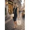 Torebka damska shopper worek zamsz elegancka lekka modna torba 1789 Beżowa