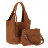 Torebka damska shopper worek zamsz elegancka lekka modna torba 1789 Brązowa
