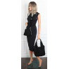 Torebka damska shopper worek zamsz elegancka lekka modna torba 1789 Czarna