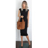 Torebka damska shopper worek zamsz elegancka lekka modna torba 1789 Brązowa