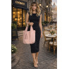 Torebka damska shopper worek zamsz elegancka lekka modna torba 1789 Różowa