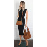 Torebka damska shopper worek zamsz elegancka lekka modna torba 1789 Brązowa