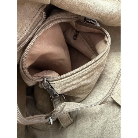 Torebka damska shopper worek zamsz elegancka lekka modna torba 1789 Brązowa