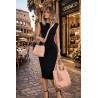 Torebka damska shopper worek zamsz elegancka lekka modna torba 1789 Różowa