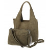 Torebka damska shopper worek zamsz elegancka lekka modna torba 1789 Zielona