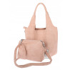 Torebka damska shopper worek zamsz elegancka lekka modna torba 1789 Różowa